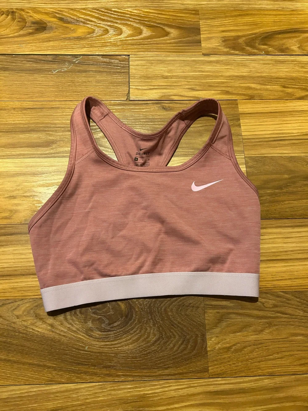 Nike Women's Dusty Rose Pink Sports Bra with Light Pink Band